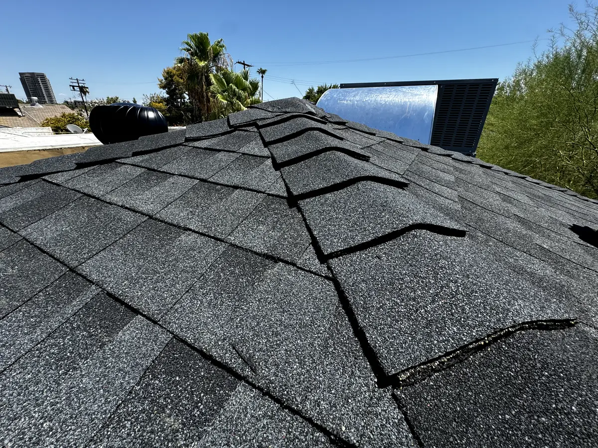 GAF Timberline HDZ architectural shingle sample in color Charcoal used on the central Phoenix re-roof, by Leal Roofing